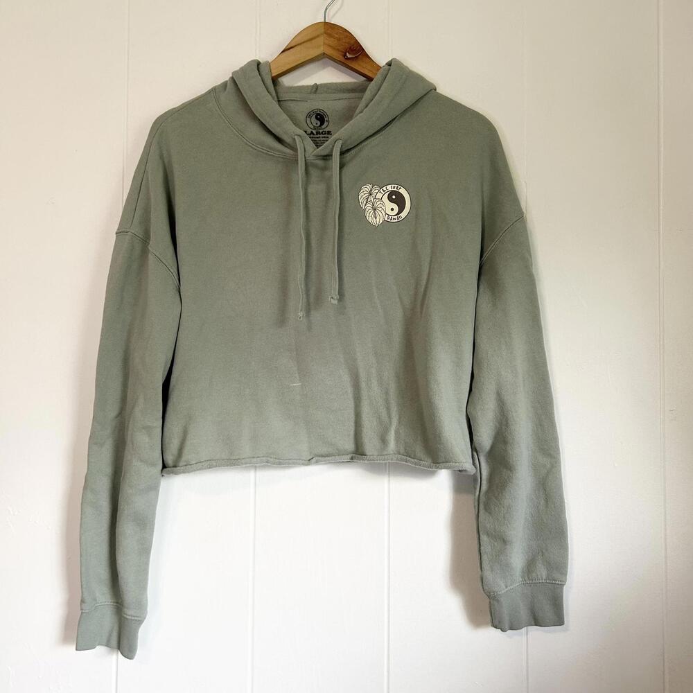 T&C Surf Designs Hawai’i Anthurium Long Sleeve Cropped Hoodie Women's Large